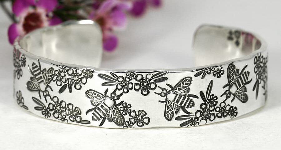 'Busy Bees', Cuff featuring Bees and Gerldton Wax