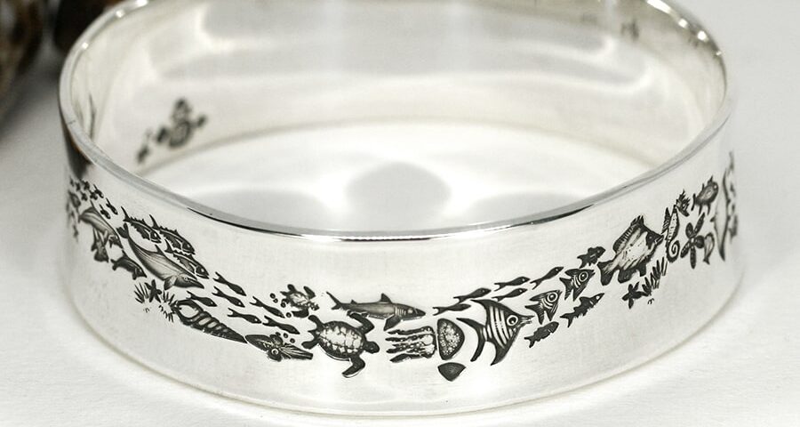 'Riding the Ocean Wave', flared bangle
