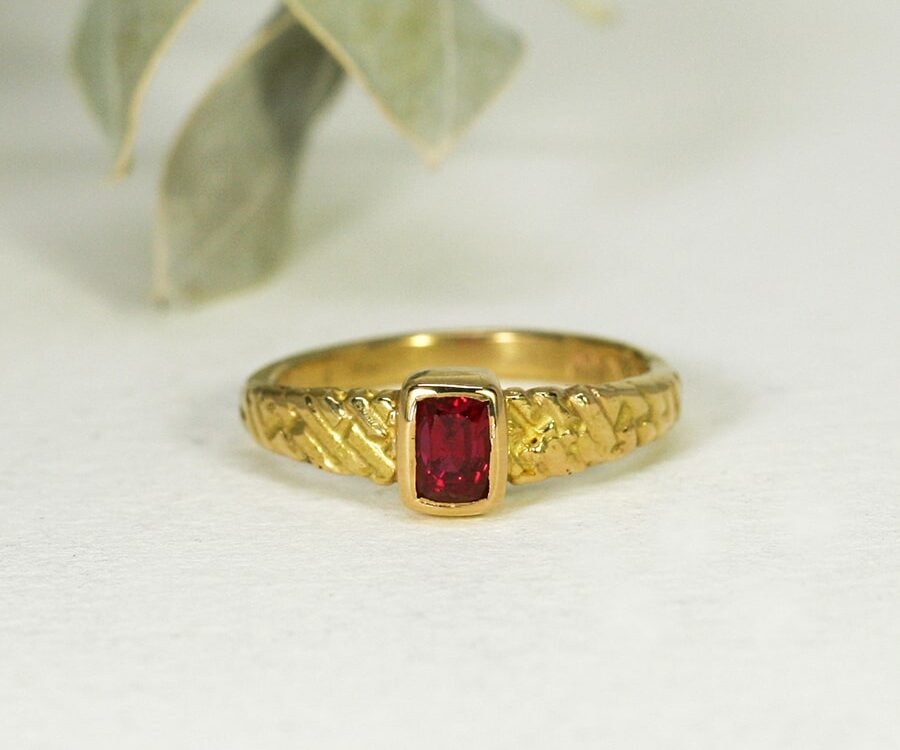 'Mystical Fire', 22ct Yellow Gold Ring set with a 53pt Burma Spinel