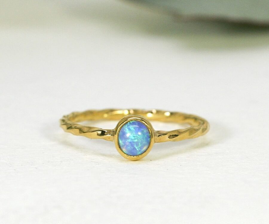 'Tiny Flower', 22ct and 18ct Yellow Gold Ring set with a Coober Pedy Opal