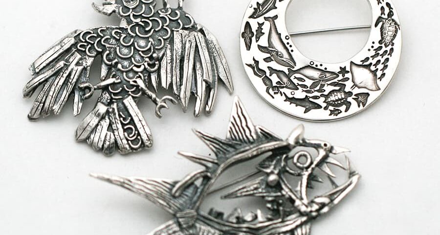 Brooches, fused or stamped