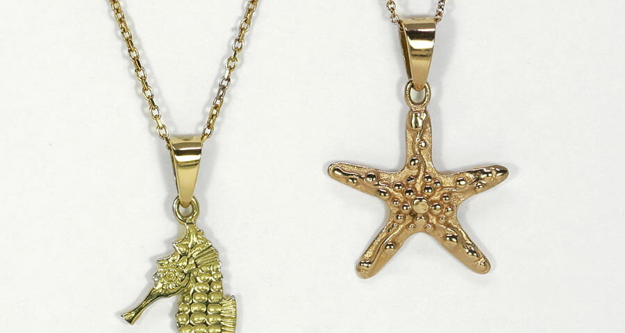 Fused 18ct Gold Pendants starfish seahorse john miller design