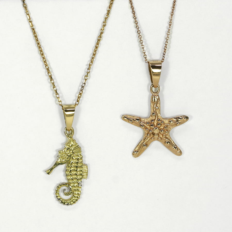 Fused 18ct Gold Pendants starfish seahorse john miller design