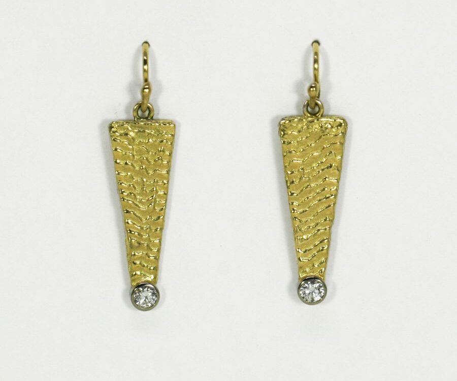 'Little Rays of Sunshine', 18ct Yellow Gold earrings set with Diamonds