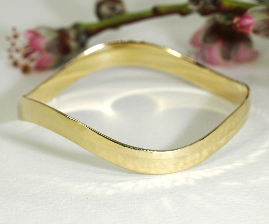 'Ocean Ripples', forged 18ct Yellow Gold wavy bangle