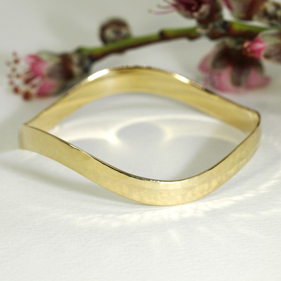 'Ocean Ripples', forged 18ct Yellow Gold wavy bangle