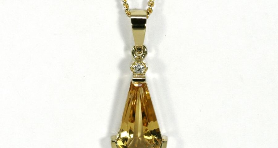 'Slice of Sunshine', 18ct Yellow Gold pendant set with Queensland Topaz and Diamond