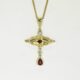 'Shiraz', 18ct fused Gold pendant set with two Rubies and two Diamonds