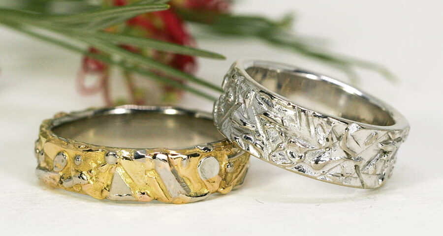 Fused 18ct Yellow, Rose and White Gold Bands