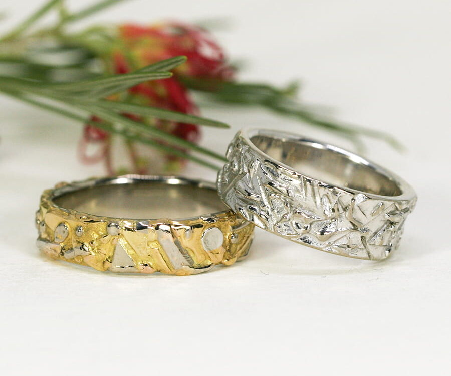 Fused 18ct Yellow, Rose and White Gold Bands