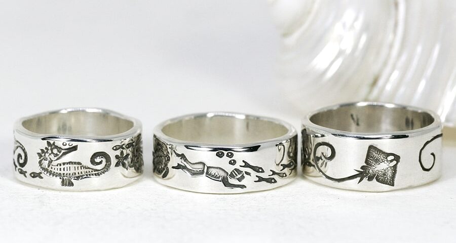 Ocean Themed Rings, various designs