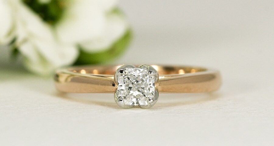 'Simply Rose', 18ct Rose Gold Ring set with 1.50ct Radiant cut Diamond