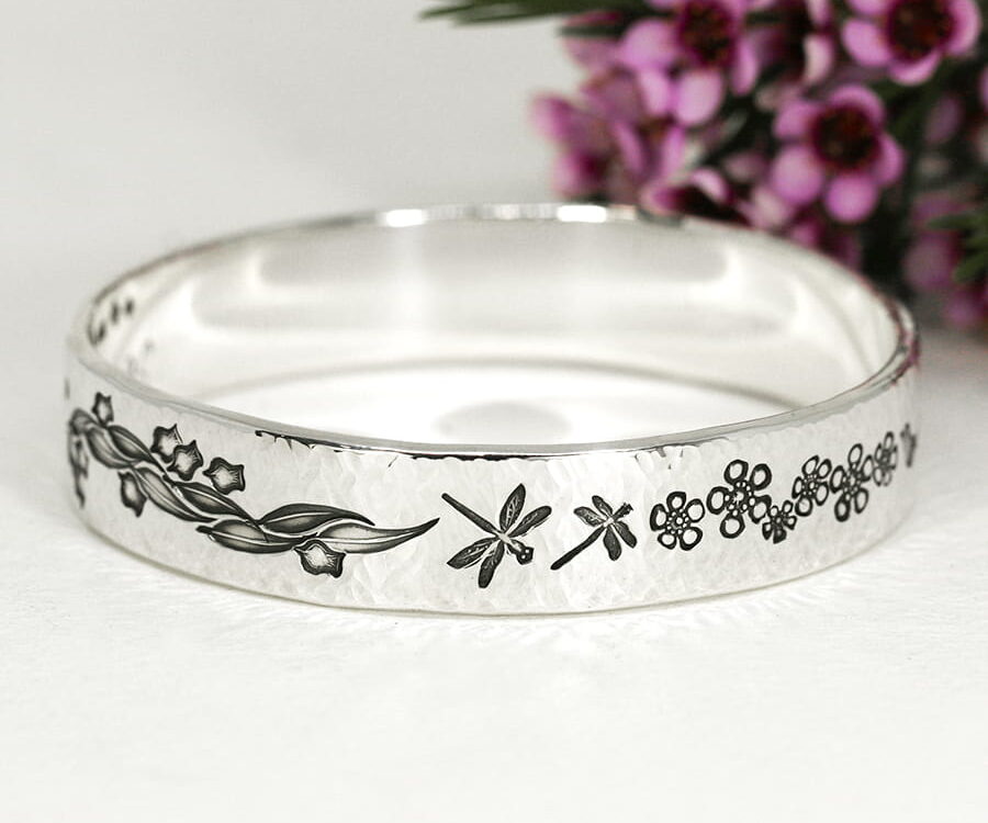 13. 'Something Beautiful', Sterling Silver bangle with Cross Peen finish