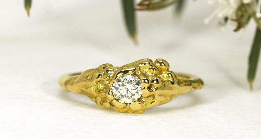 17. 'Summer Sun', 18ct Yellow Gold, set with a 32pt Hearts and Arrows Diamond