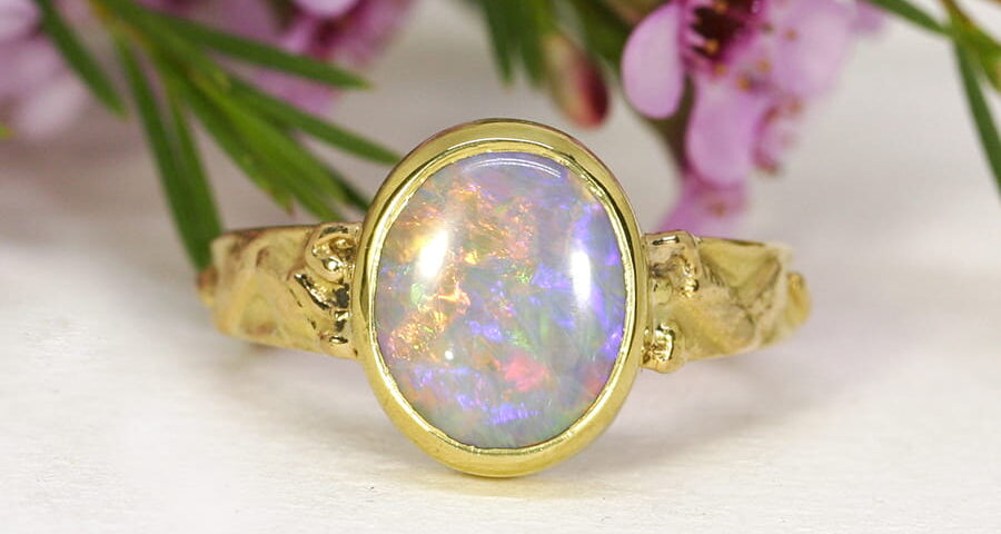 23. 'A Ring For Monet', 22ct Yellow Gold, set with a 4ct Semi-Black Opal