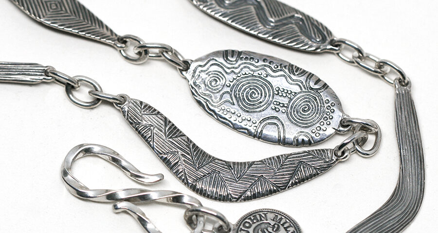 artefacts chain hand engraved, stamped and textured links