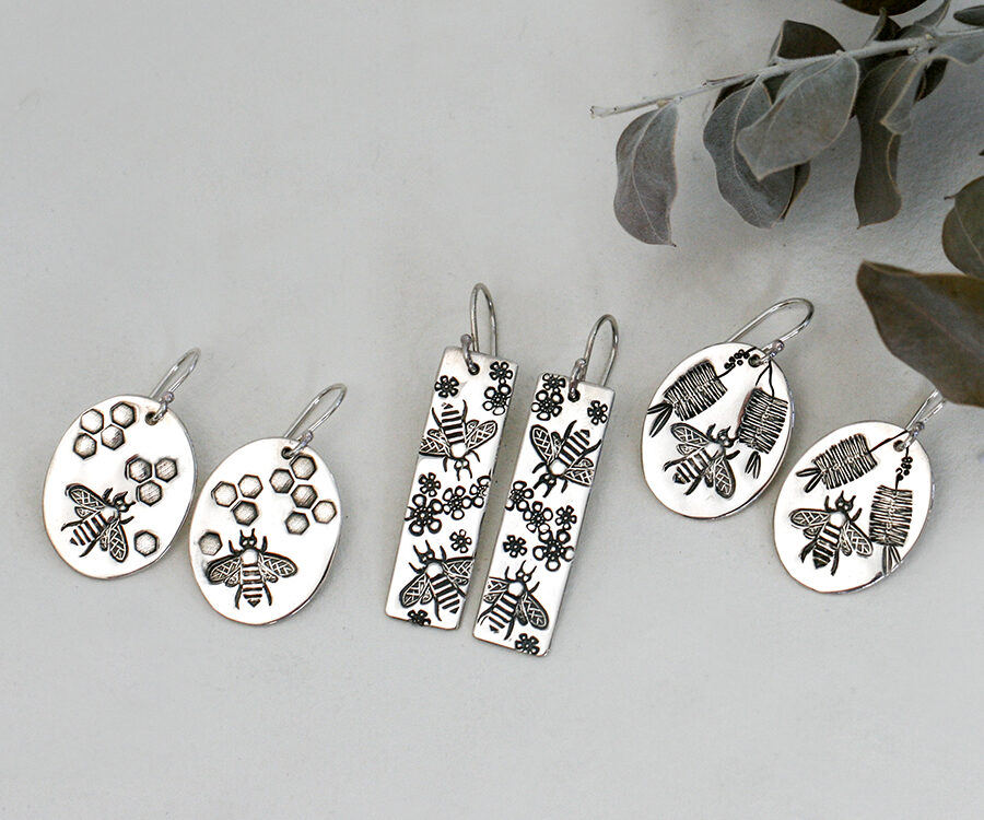 bees-sterling-silver-honeycomb-flowers-earrings-john-miller-design