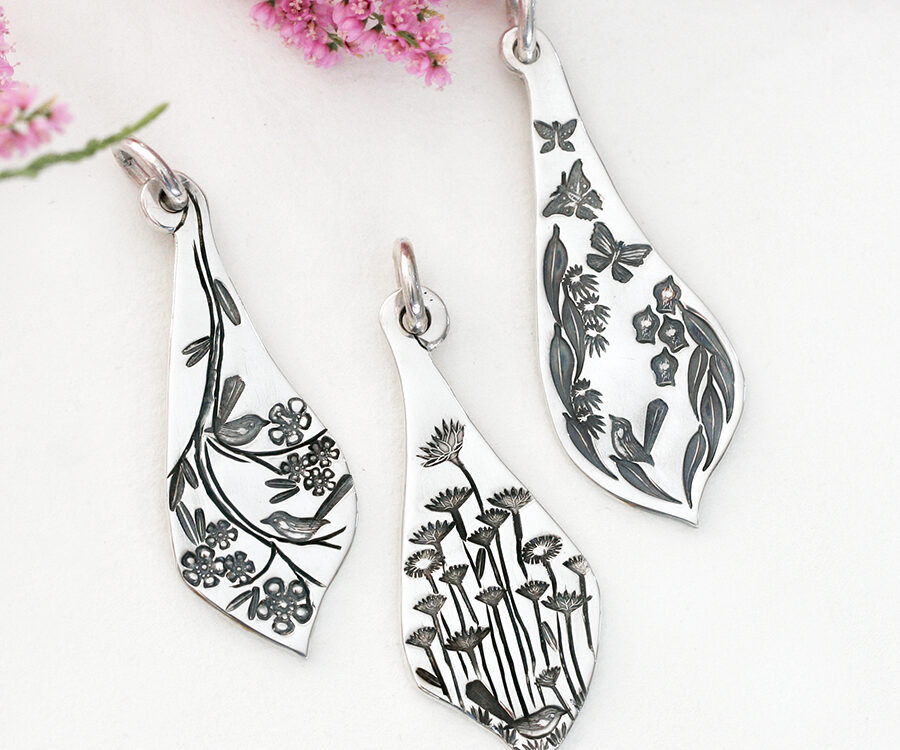 fancy-pendants-john-miller-design-sterling-silver-flowers-flora-wrens-butterflies