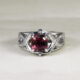 'Raspberry Wine' 18ct white gold ring with 1 pink sapphire 2 royal blue marquise sapphires diamonds