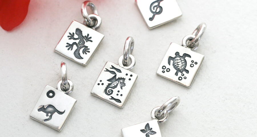Sterling Silver Charm Pendants handcrafted various shapes