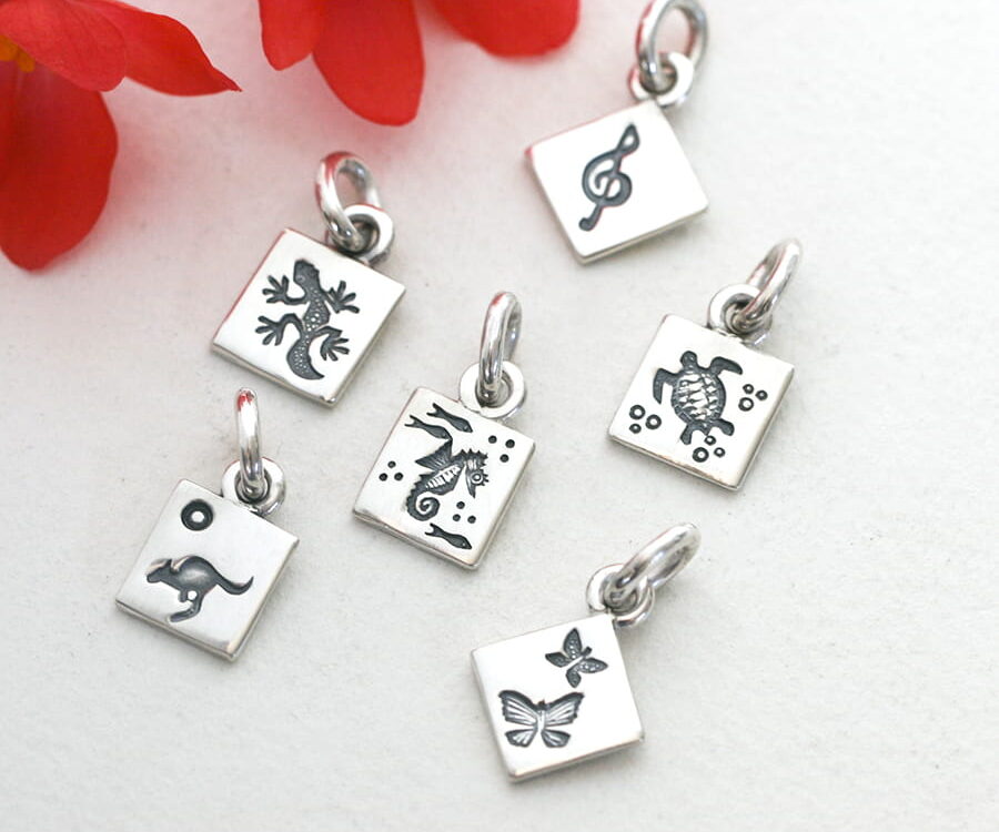 Sterling Silver Charm Pendants handcrafted various shapes