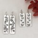 rectangular shaped sterling silver handcrafted earrings garden design