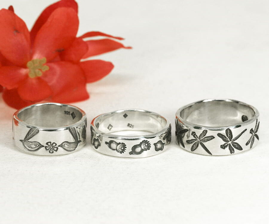 garden design sterling silver handcrafted rings