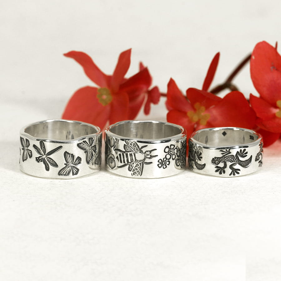 garden design wider sterling silver handcrafted rings
