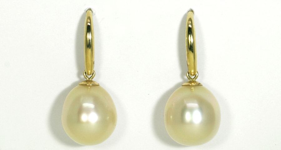 Golden South Sea Pearl drop earrings 9ct yellow gold