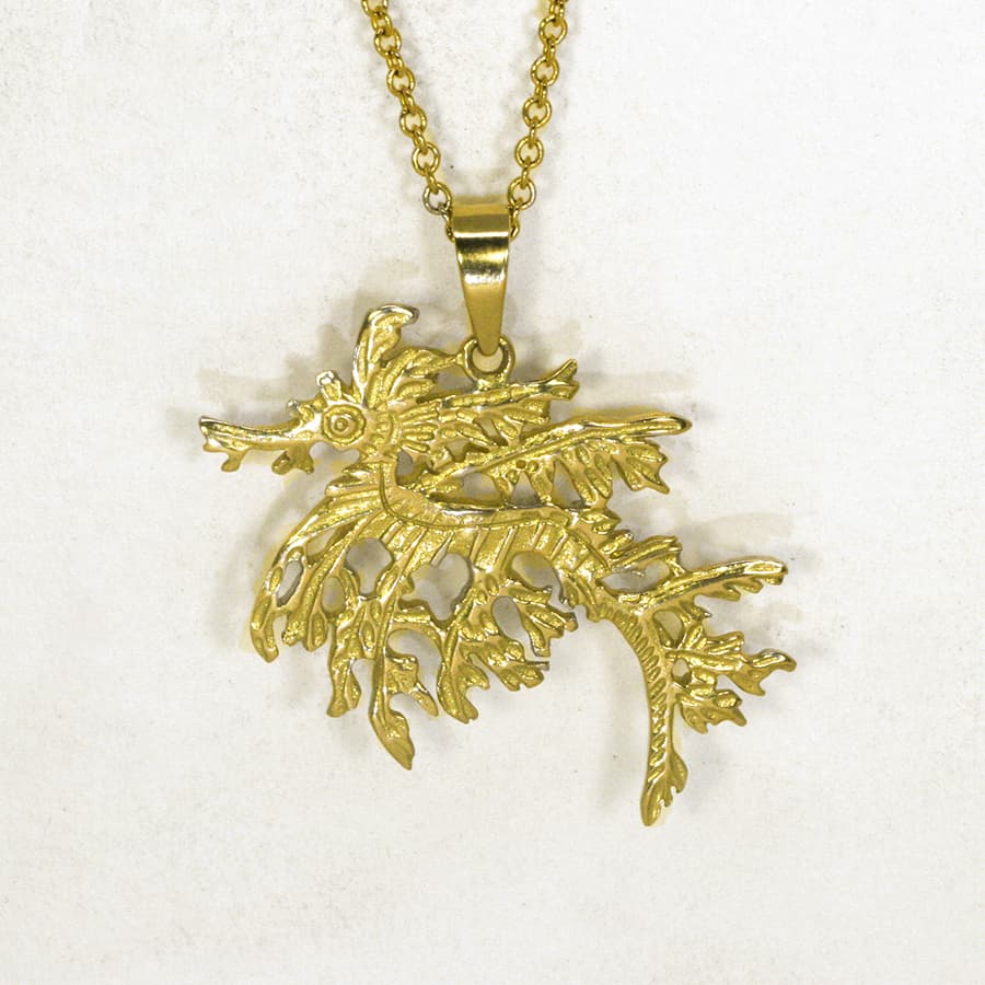 Leafy Seadragon 18ct yellow gold pendant john miller design