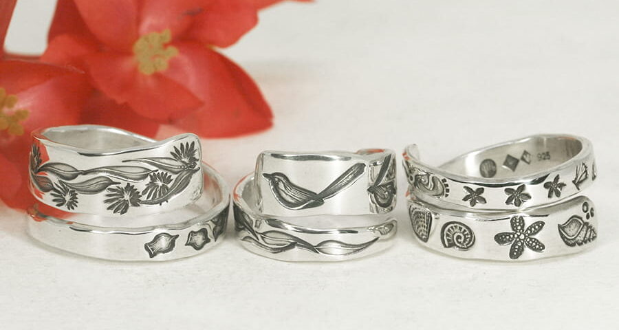 assorted designed spiral rings sterling silver handcrafted john miller design