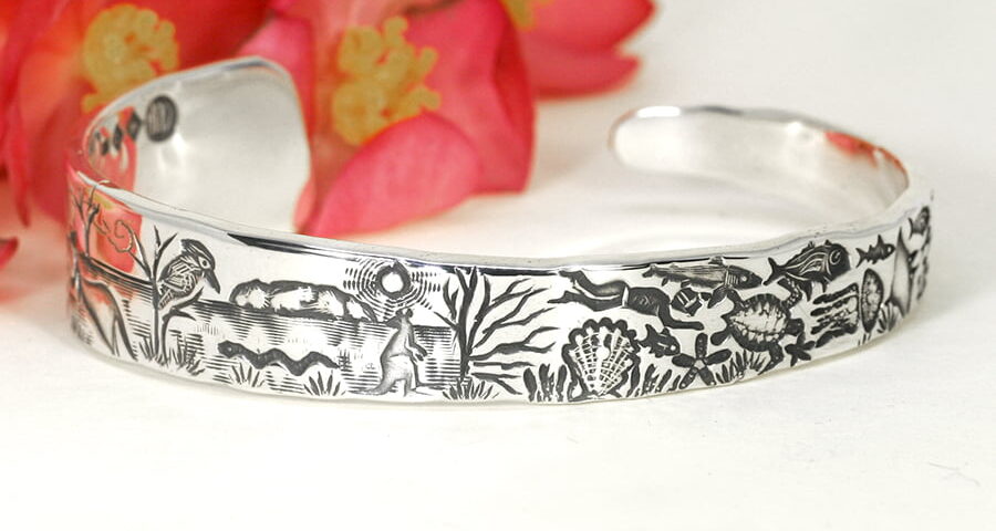 'Outback to Ocean Taper' sterling silver tapered cuff john miller design