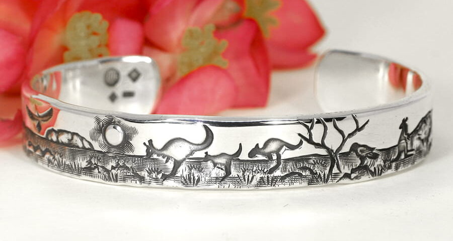 'Simple Outback Story' sterling silver cuff john miller design