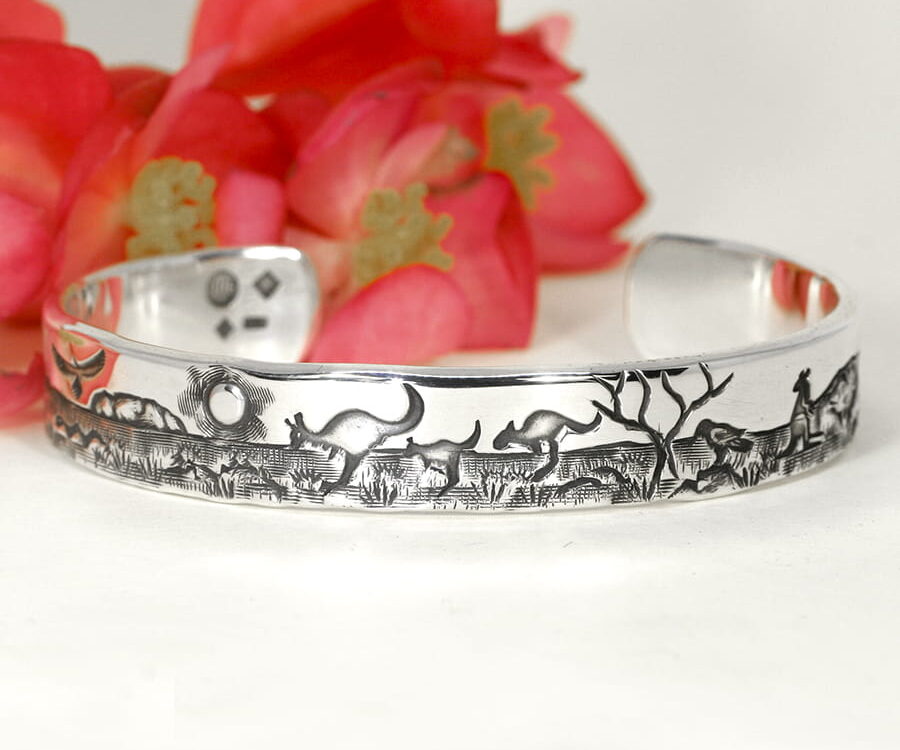 'Simple Outback Story' sterling silver cuff john miller design