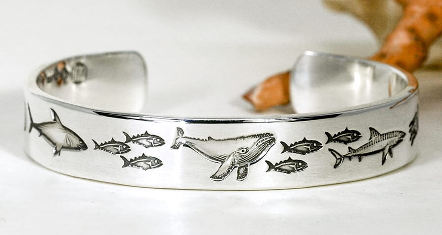 'The Whale & Tuna' sterling silver cuff john miller design