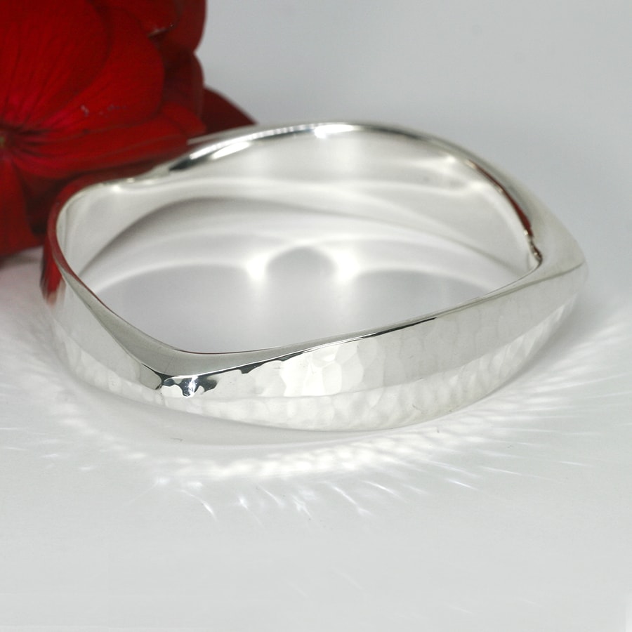 'Yallingup Swells' chunky forged sterling silver handcrafted hammer beaten bangle