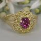 'Gypsy Heart' 18ct yellow gold ring set with 1.2ct oval Burma Ruby john miller design