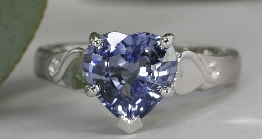 'Kokoro' Platinum ring set with 3.28ct Blue Heart Sapphire john miller design