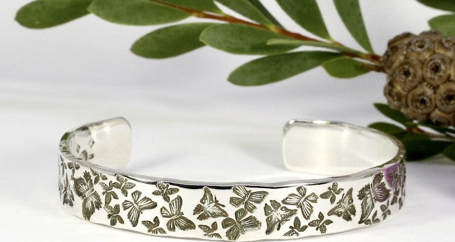 Butterfly Garden sterling silver handcrafted cuff