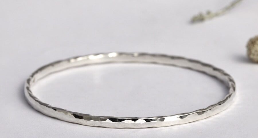 "Beaten Twist" sterling silver twisted hammer beat bangle