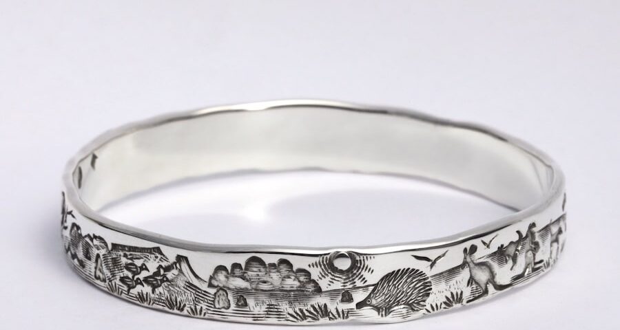 "Desert Saga" sterling silver Outback design bangle