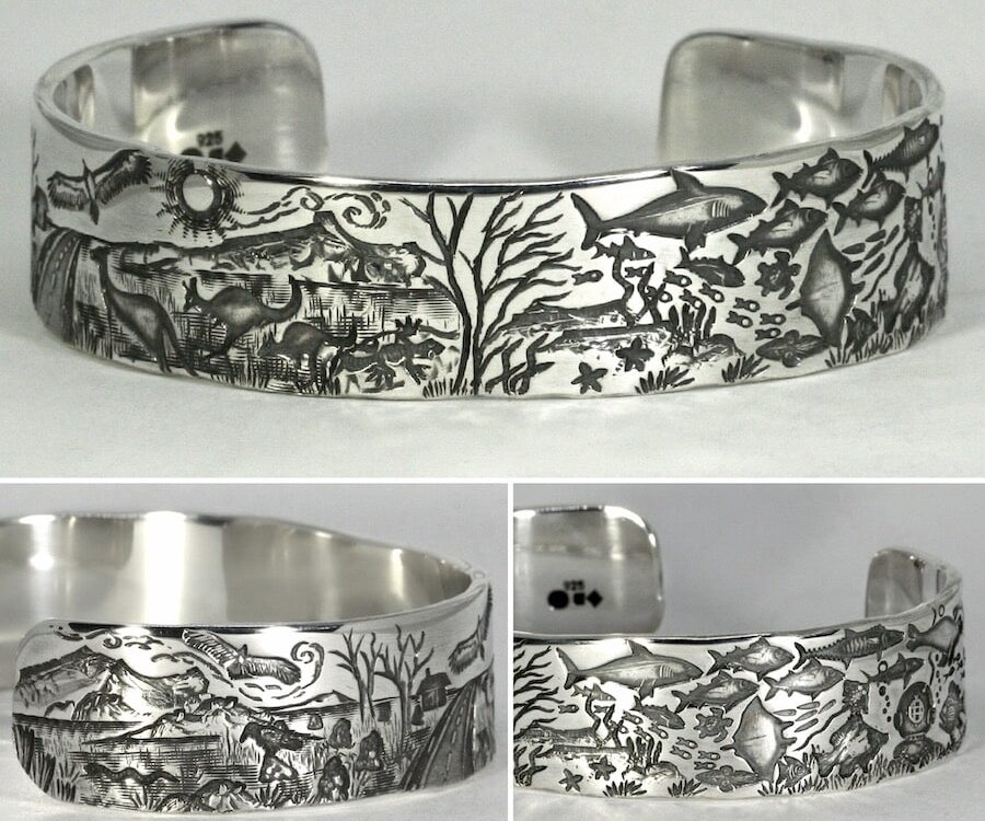 "Heading North" sterling silver Outback to Ocean design