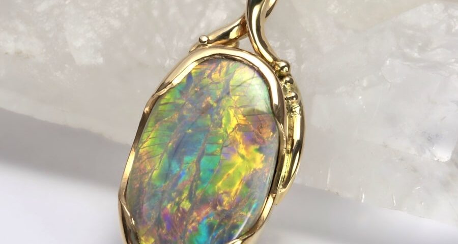 "Icarus Ascending" 22ct and 18ct gold pendant set with a 4ct Australian Opal