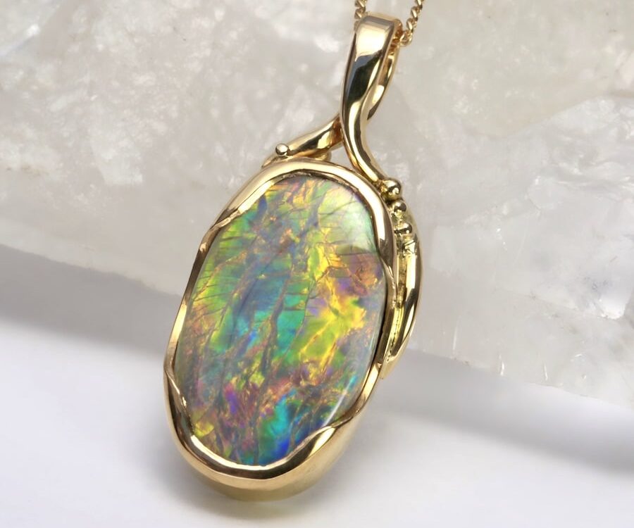 "Icarus Ascending" 22ct and 18ct gold Opal pendant