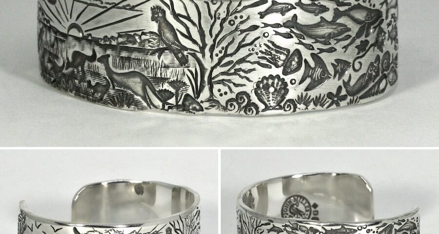 "Outback Sunrise to Ocean" sterling silver cuff