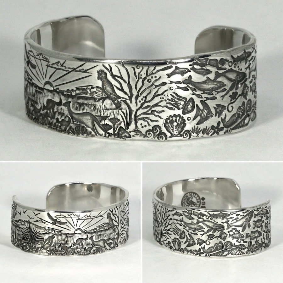 "Outback Sunrise to Ocean" sterling silver cuff