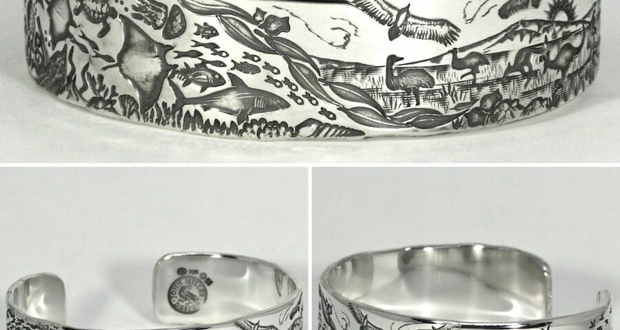 "West Australian Wonder" sterling silver Ocean to Outback cuff