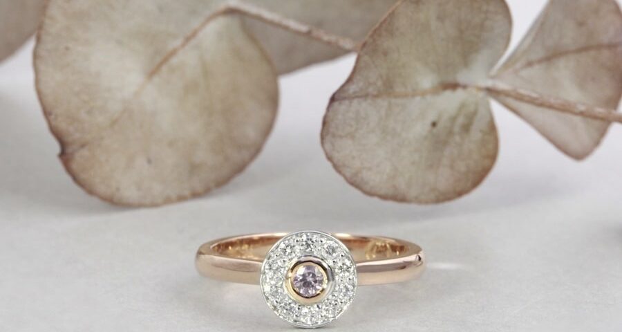 'April Rose' 18ct rose and white gold diamond ring john miller design