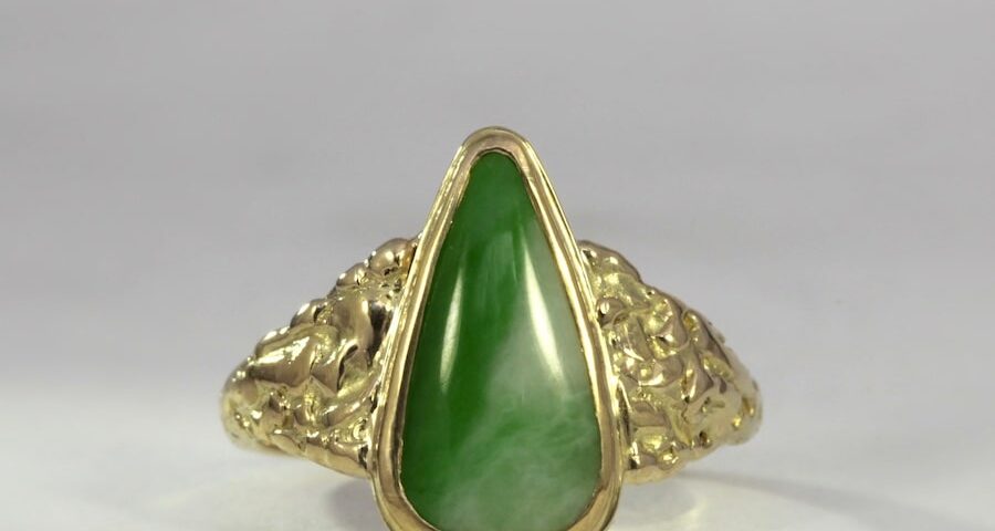 'Mandalay' 18ct fused gold and 2.2ct Burmese Imperial Jade ring john miller design