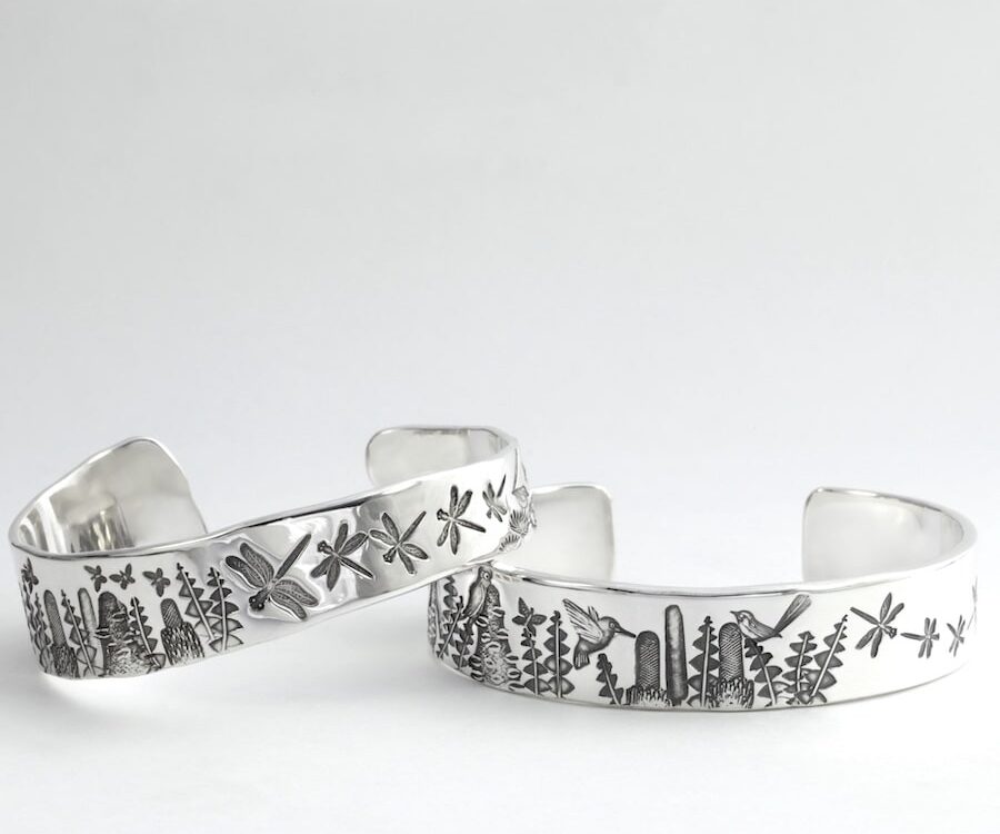 "Banksia" sterling silver cuffs john miller design